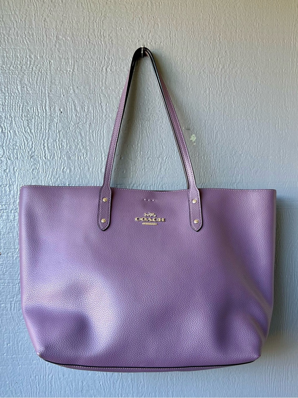 COACH Town Tote Large Purple Lavender Pebbled Leather Shoulder Bag Purse 72673